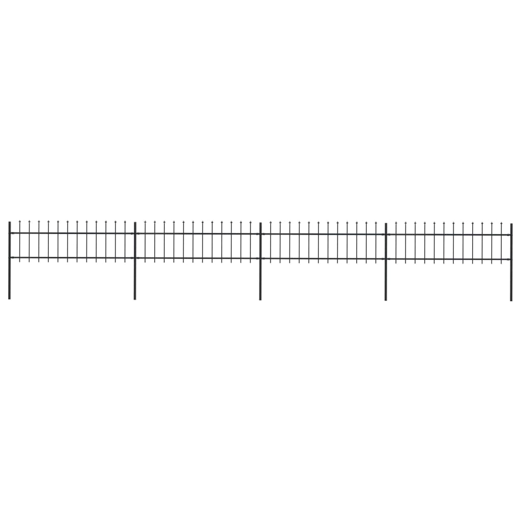 Recinzione da Giardino con Punta a Lancia Acciaio 6,8x0,6m Nera - homemem39