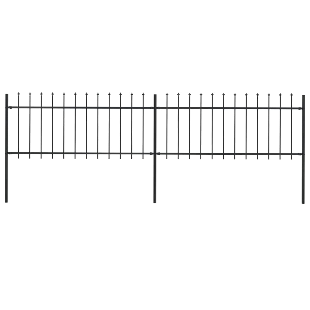 Garden Fence with Steel Spear Tip 3.4x0.8 m Black