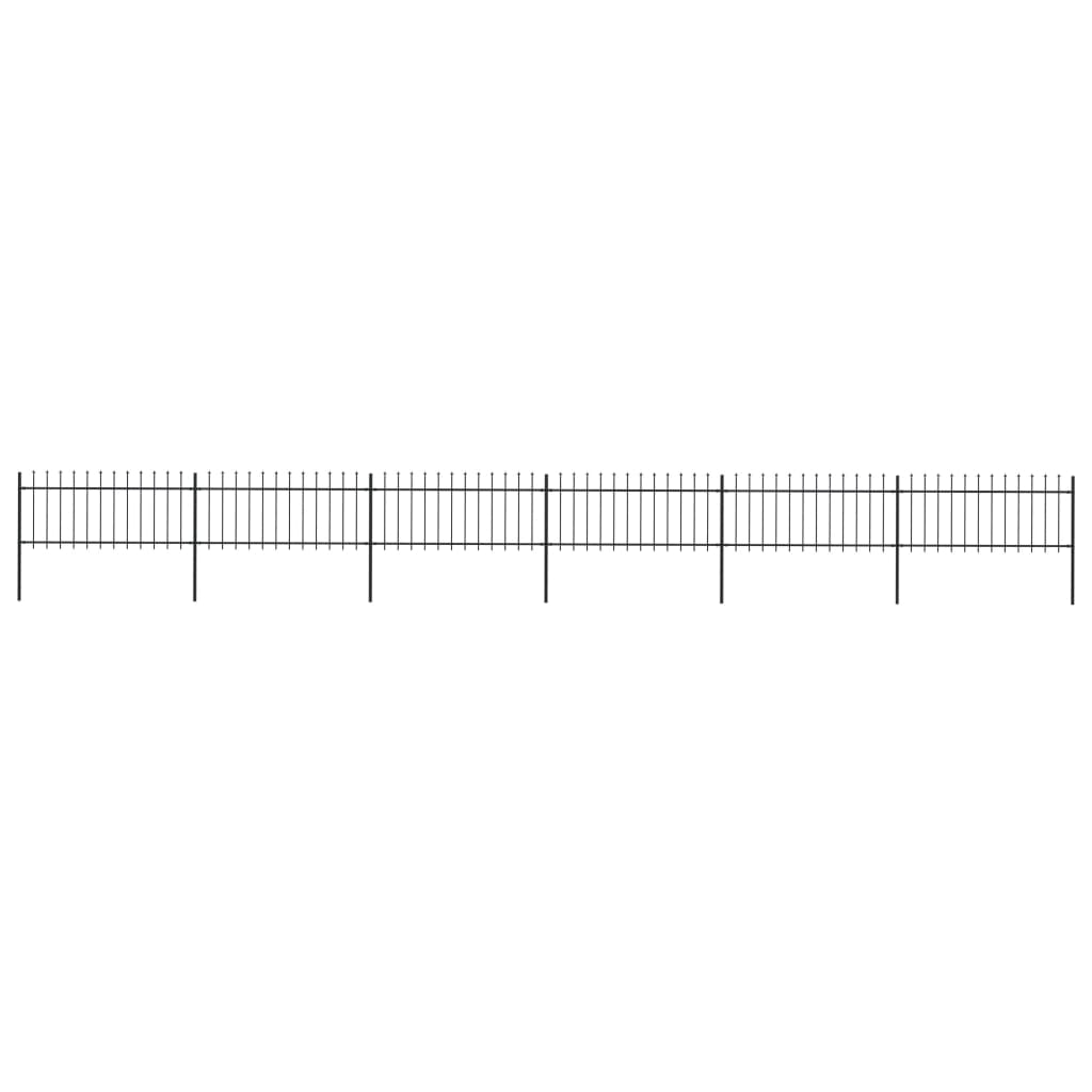 Garden Fence with Steel Spear Tip 10.2x0.8m Black