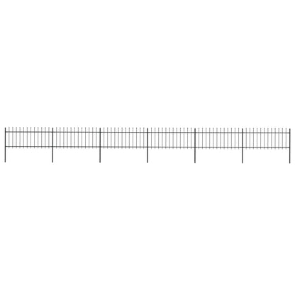 Garden Fence with Steel Spear Tip 10.2x0.8m Black