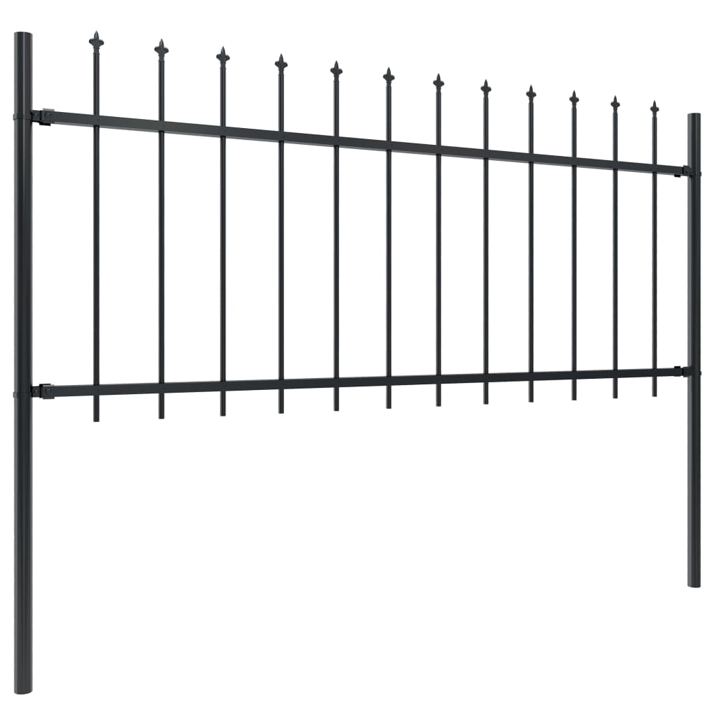 Garden Fence with Steel Spear Tip 10.2x0.8m Black