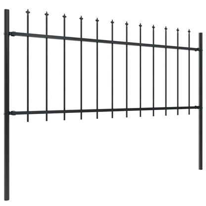 Garden Fence with Steel Spear Tip 10.2x0.8m Black