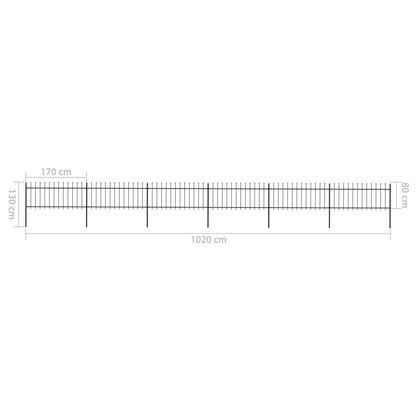 Garden Fence with Steel Spear Tip 10.2x0.8m Black