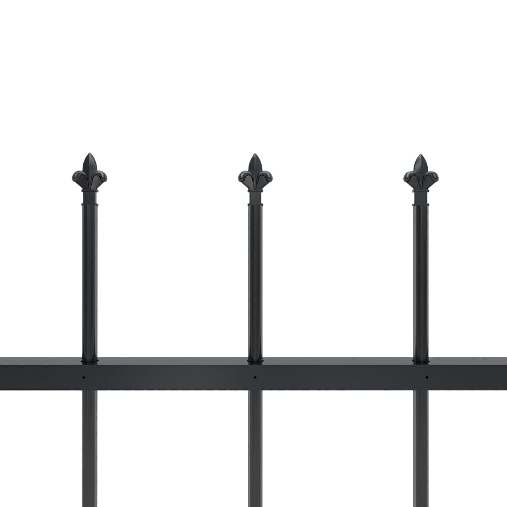 Garden Fence with Steel Spear Tip 11.9x0.8 m Black