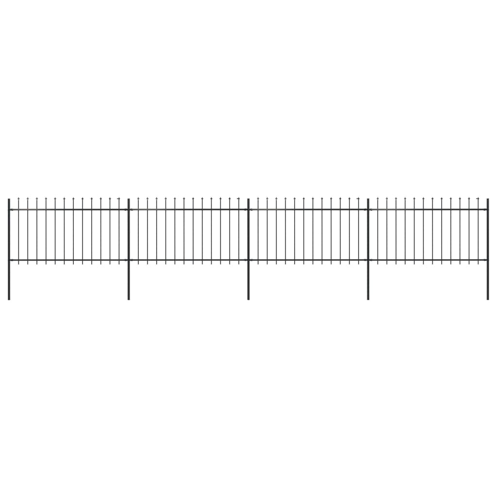 Garden Fence with Steel Spear Tip 6.8x1m Black