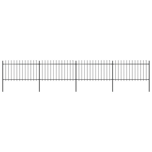 Garden Fence with Steel Spear Tip 6.8x1m Black