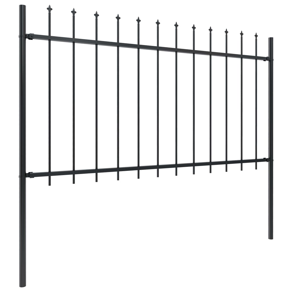 Garden Fence with Steel Spear Tip 6.8x1m Black