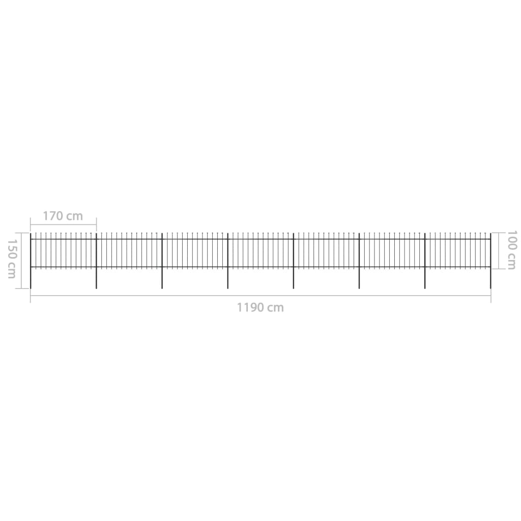 Spearhead Garden Fence 11.9x1 m Black Steel