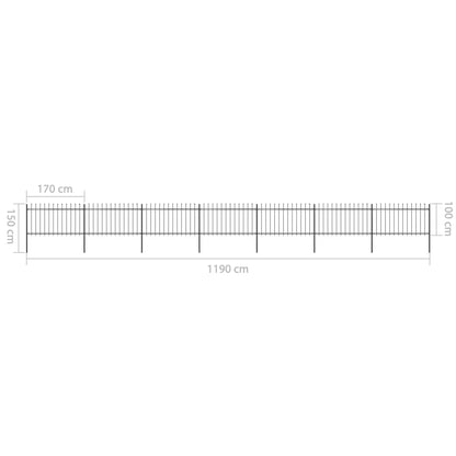 Spearhead Garden Fence 11.9x1 m Black Steel