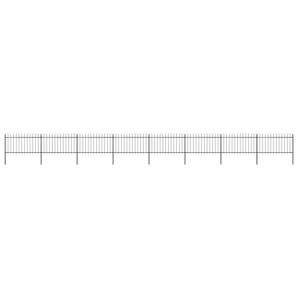 Garden Fence with Steel Spear Tip 13.6x1 m Black