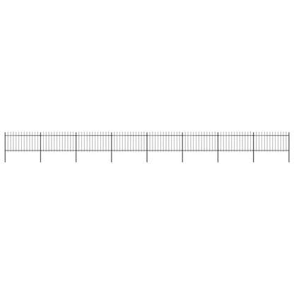 Garden Fence with Steel Spear Tip 13.6x1 m Black