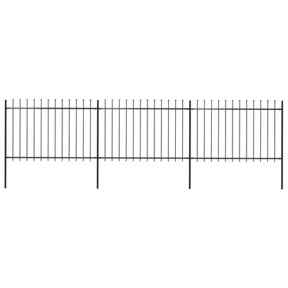Garden Fence with Steel Spear Tip 5.1x1.2m Black