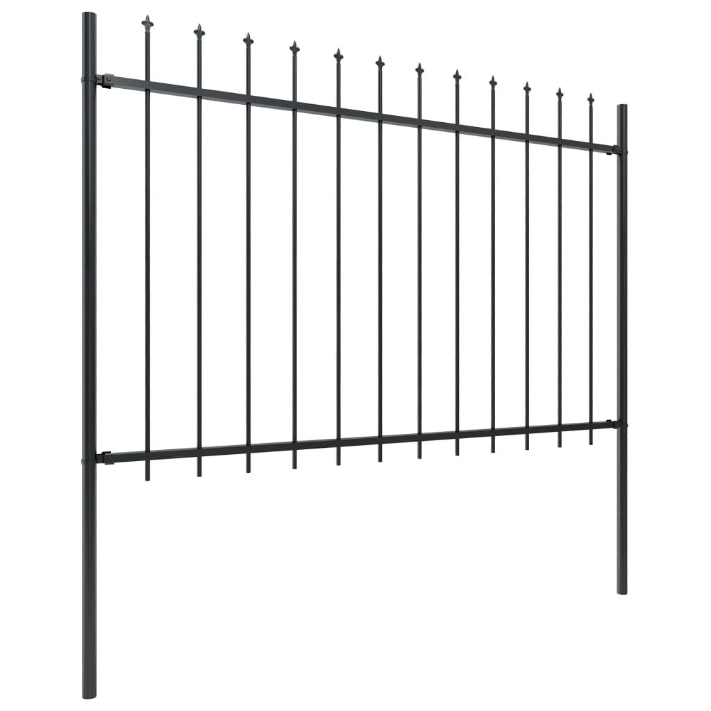 Garden Fence with Steel Spear Tip 5.1x1.2m Black