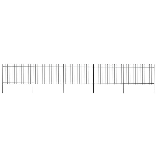 Recinzione Giardino con Punta a Lancia in Acciaio 8,5x1,2m Nera - homemem39
