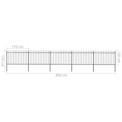 Recinzione Giardino con Punta a Lancia in Acciaio 8,5x1,2m Nera - homemem39