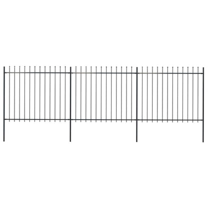 Garden Fence with Steel Spear Tip 5.1x1.5m Black