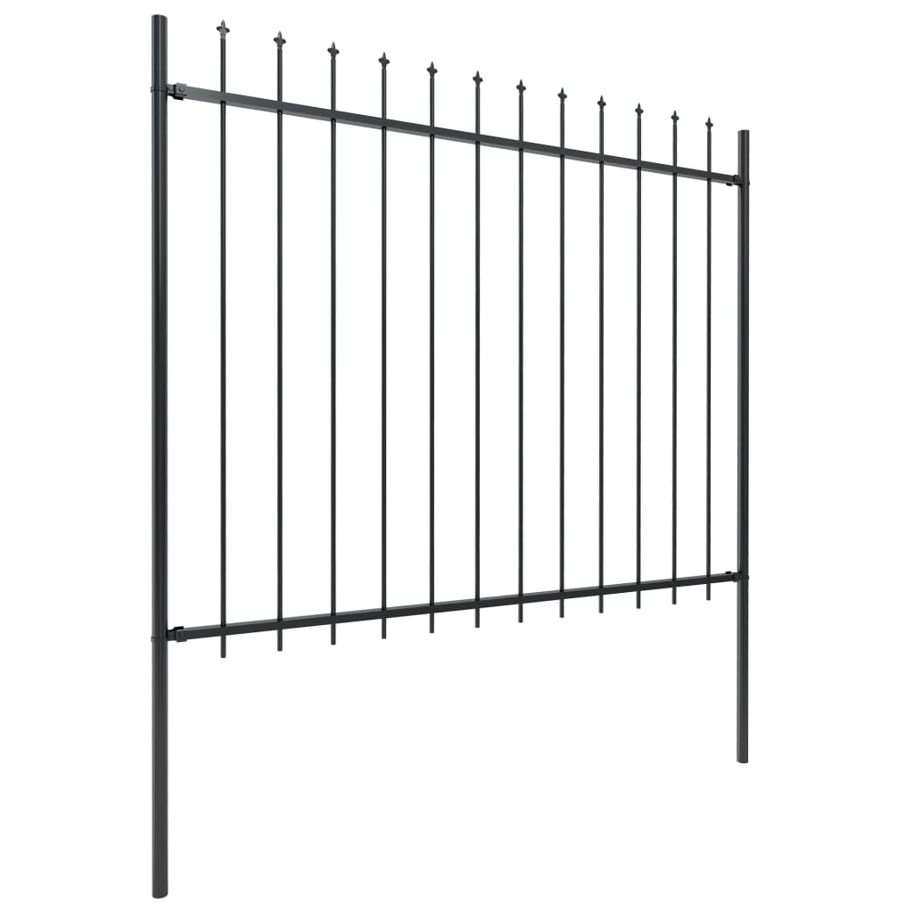 Garden Fence with Steel Spear Tip 5.1x1.5m Black