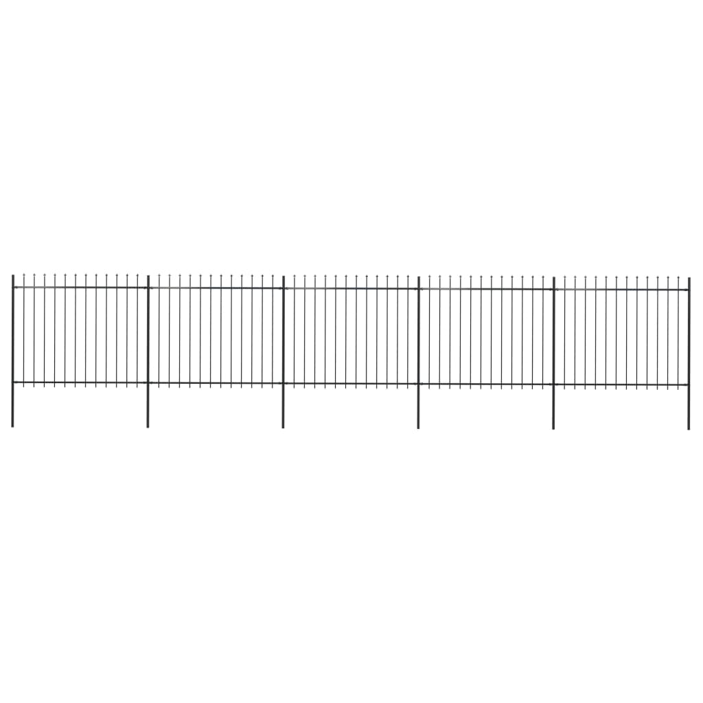 Recinzione Giardino con Punta a Lancia in Acciaio 8,5x1,5 m Nera - homemem39