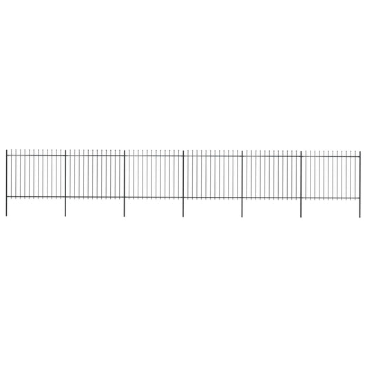 Recinzione da Giardino Punta a Lancia in Acciaio 10,2x1,5m Nera - homemem39