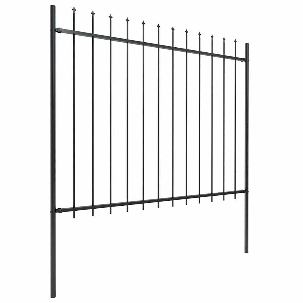 Recinzione da Giardino con Punta a Lancia in Acciaio 1070x150 cm Nero