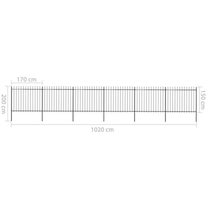 Recinzione da Giardino Punta a Lancia in Acciaio 10,2x1,5m Nera - homemem39