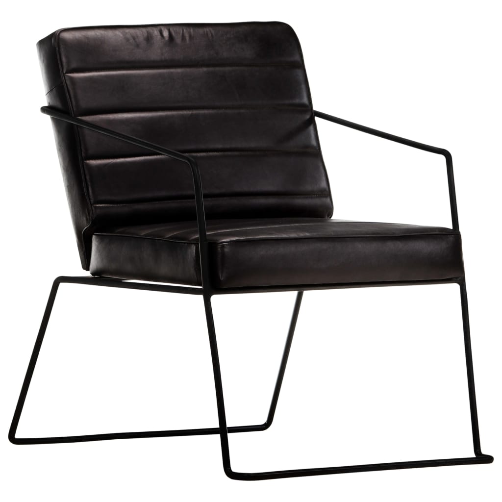 Black Genuine Leather Armchair