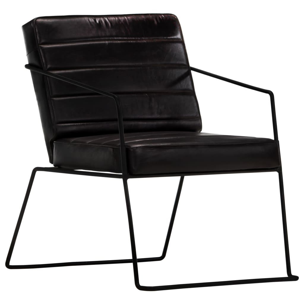 Black Genuine Leather Armchair