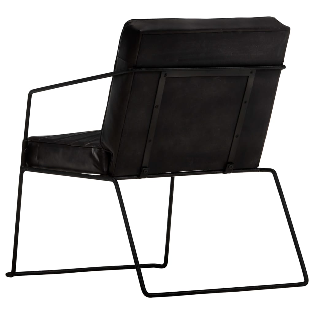 Black Genuine Leather Armchair