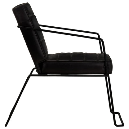 Black Genuine Leather Armchair