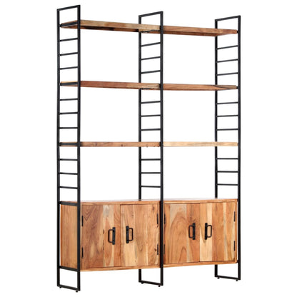 Libreria a 4 Livelli Legno Massello di Acacia 124x30x180 cm