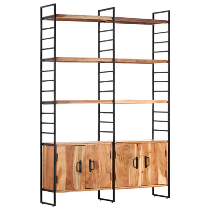 Libreria a 4 Livelli Legno Massello di Acacia 124x30x180 cm