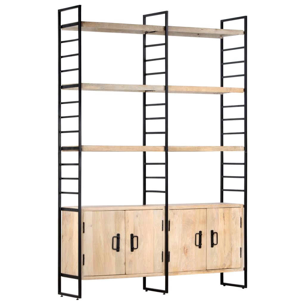 Libreria a 4 Livelli Legno Massello di Mango 124x30x180 cm