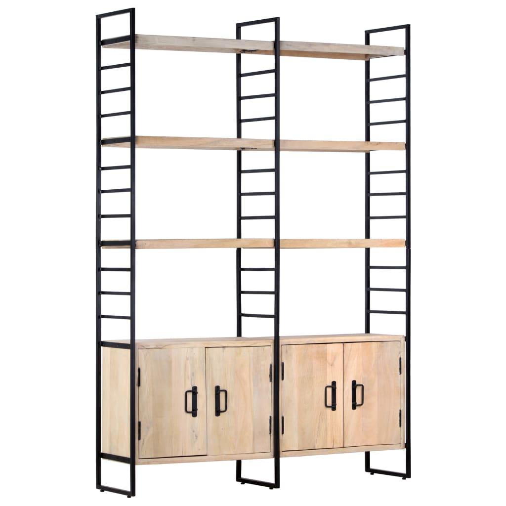Libreria a 4 Livelli Legno Massello di Mango 124x30x180 cm