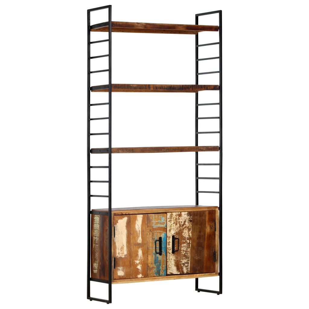 Libreria a 4 Livelli Legno Massello di Recupero 80x30x180 cm