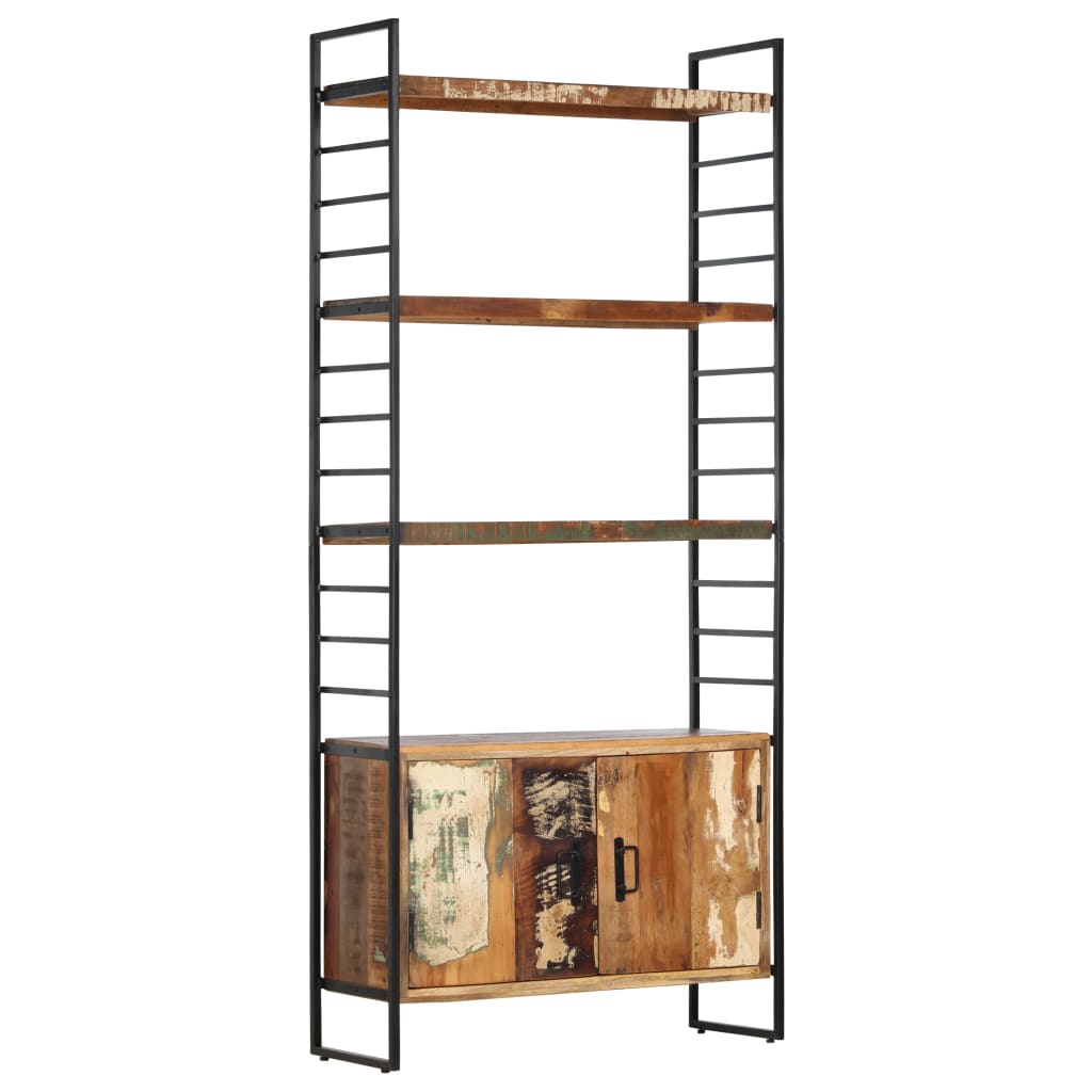 Libreria a 4 Livelli Legno Massello di Recupero 80x30x180 cm