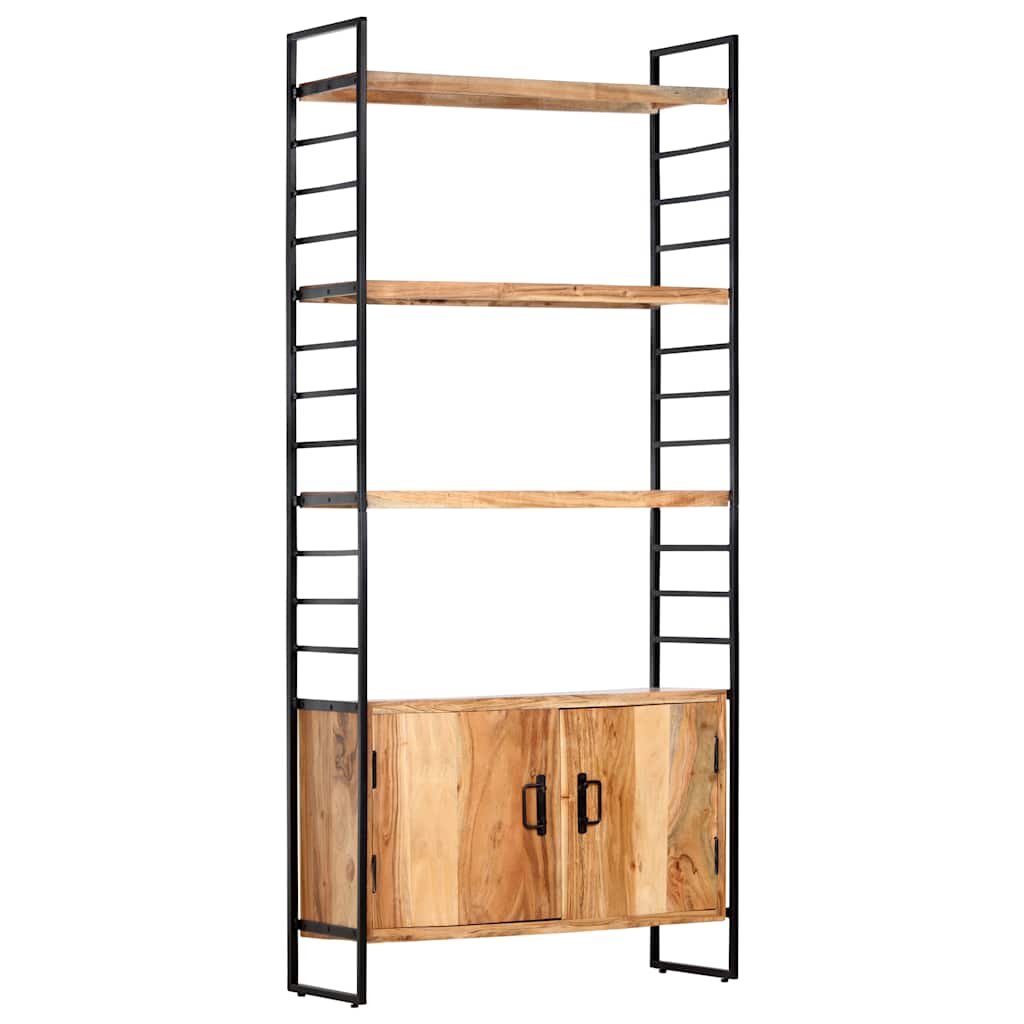Libreria a 4 Livelli 80x30x180 cm in Legno Massello di Acacia