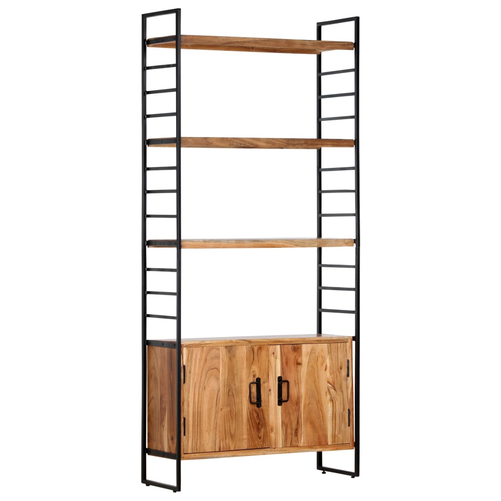 Libreria a 4 Livelli 80x30x180 cm in Legno Massello di Acacia