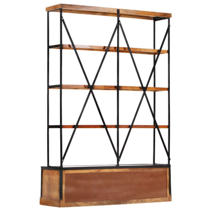 Libreria a 4 Ripiani 6 Cassetti 122x36x181cm Massello di Mango - homemem39