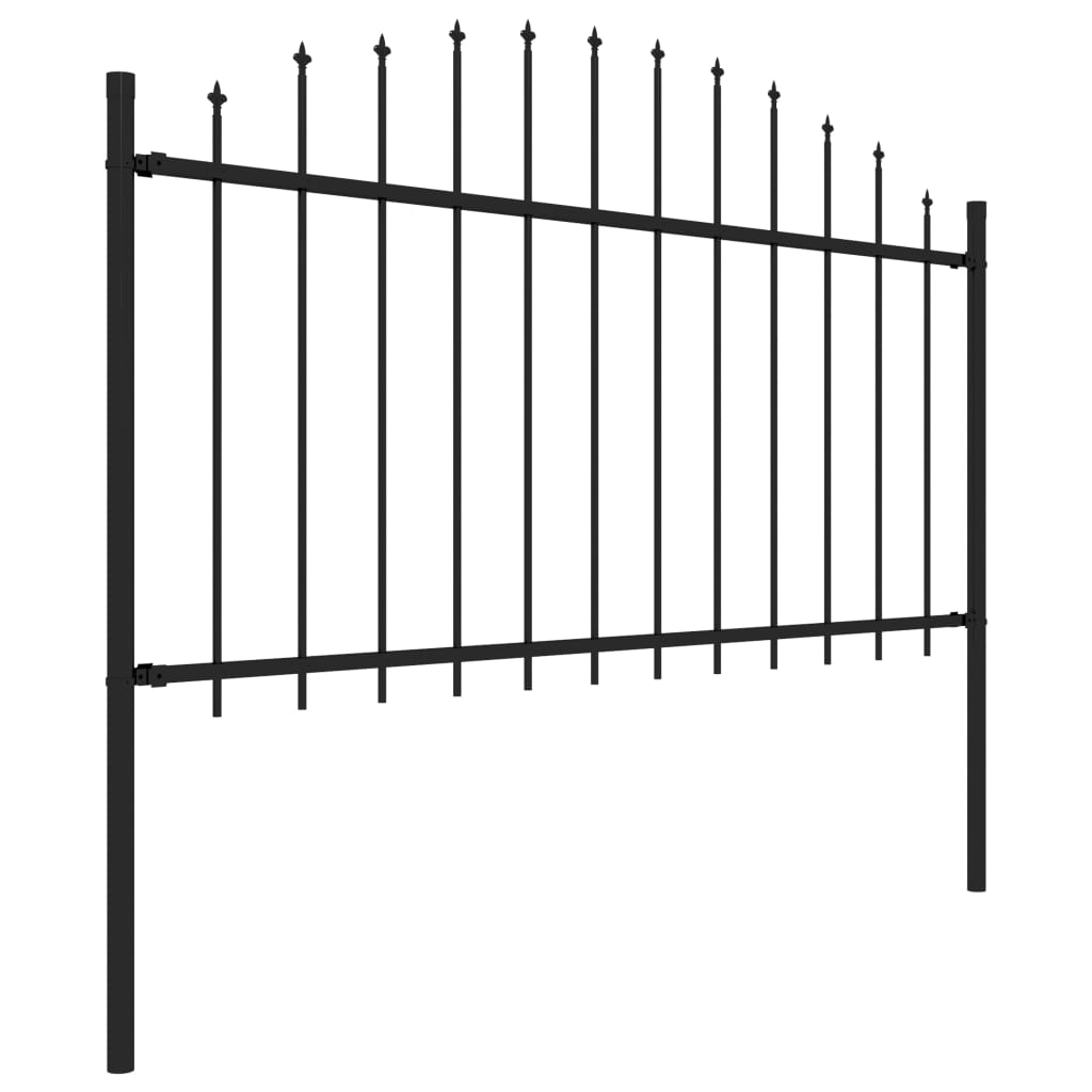 Garden Fence Spear Point (1.25-1.5)x3.4m Black Steel