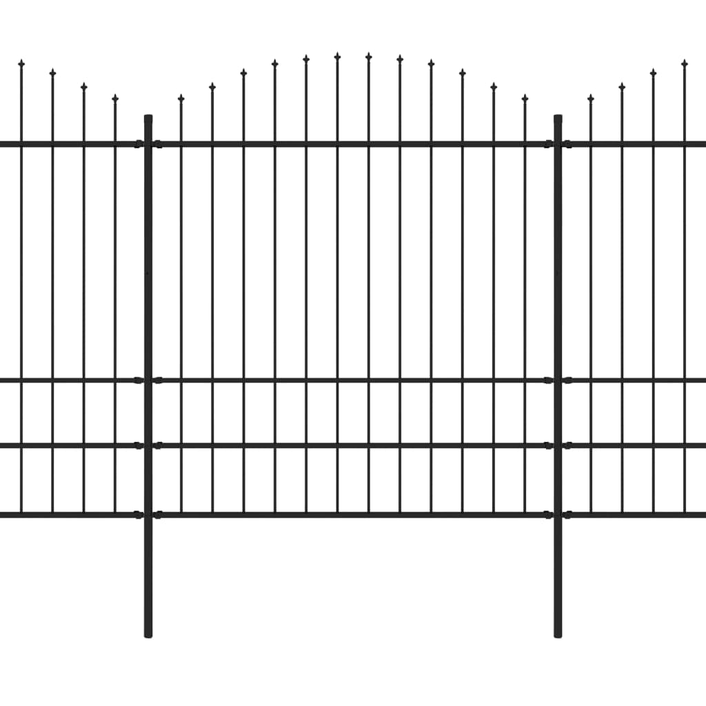 Recinzione Giardino Punta a Lancia (1,75-2)x3,4m Acciaio Nera