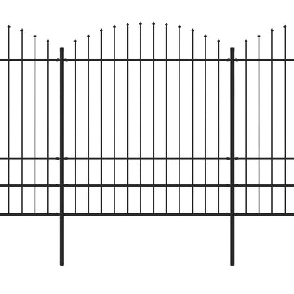 Recinzione Giardino Punta a Lancia (1,75-2)x3,4m Acciaio Nera