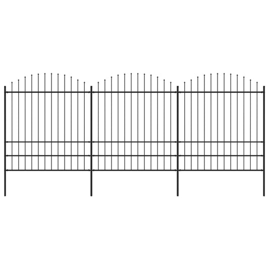 Recinzione Giardino Punta a Lancia (1,75-2)x5,1m Acciaio Nera