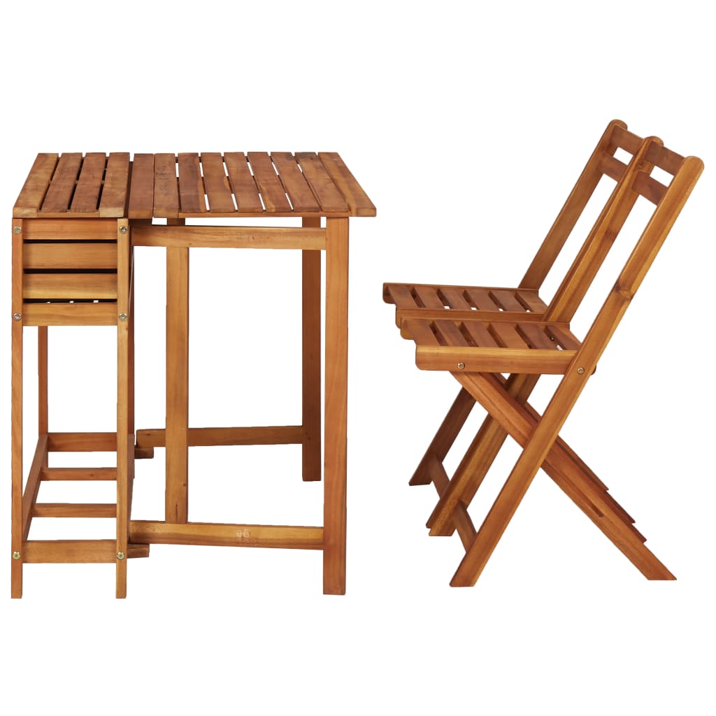 Tavolo da Giardino con Fioriera e 2 Sedie Bistrot Legno Acacia | homemem39