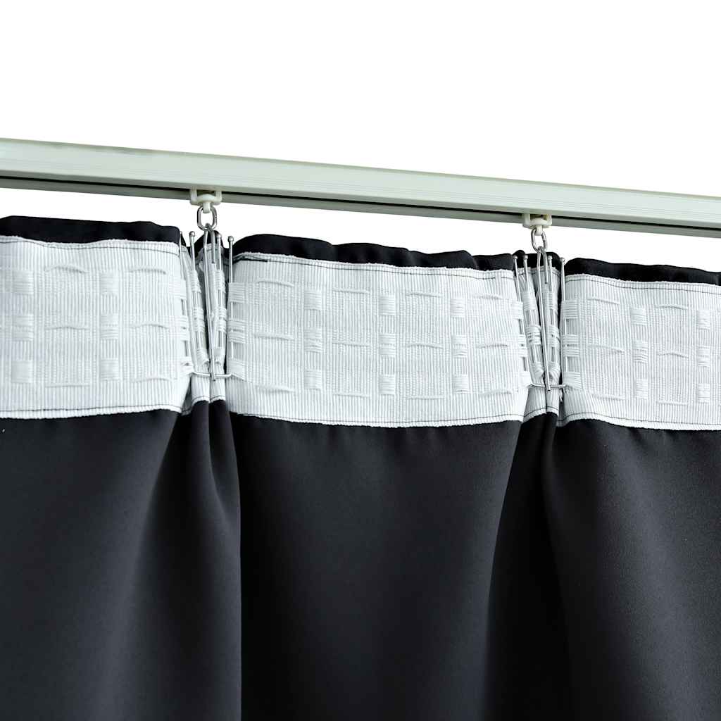Tende Oscuranti con Ganci 2 pz Nere 140x225 cm | homemem39