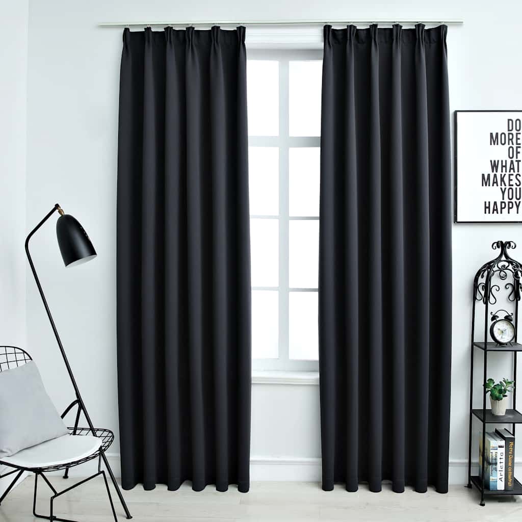 Tende Oscuranti con Ganci 2 pz Nere 140x225 cm | homemem39