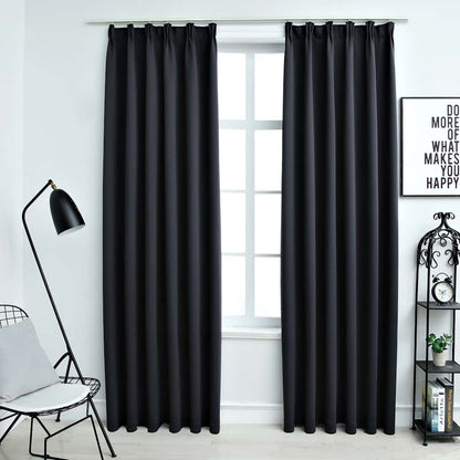 Tende Oscuranti con Ganci 2 pz Nere 140x245 cm | homemem39