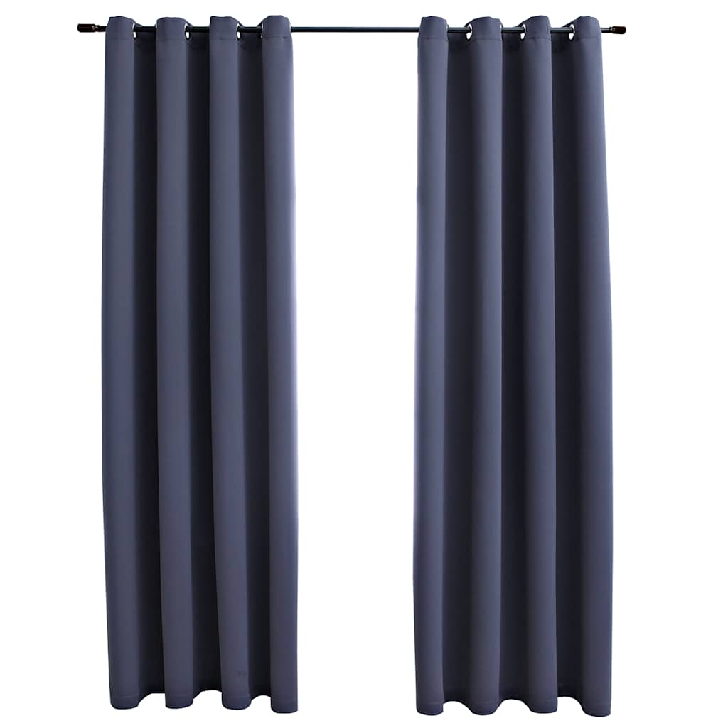Tende Oscuranti con Anelli in Metallo 2 pz Antracite 140x245 cm | homemem39