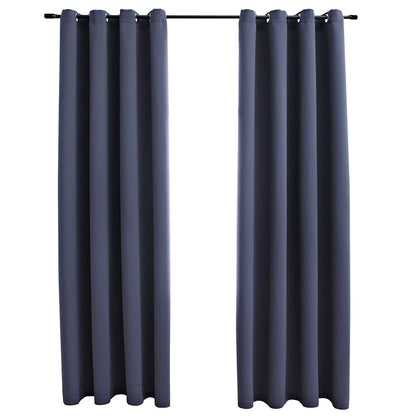 Tende Oscuranti con Anelli in Metallo 2 pz Antracite 140x245 cm | homemem39