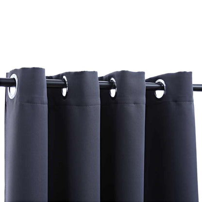 Tende Oscuranti con Anelli in Metallo 2 pz Antracite 140x245 cm | homemem39