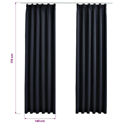 Tende Oscuranti con Ganci 2 pz Antracite 140x175 cm | homemem39